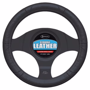 Genuine Black Leather Steering Wheel Cover